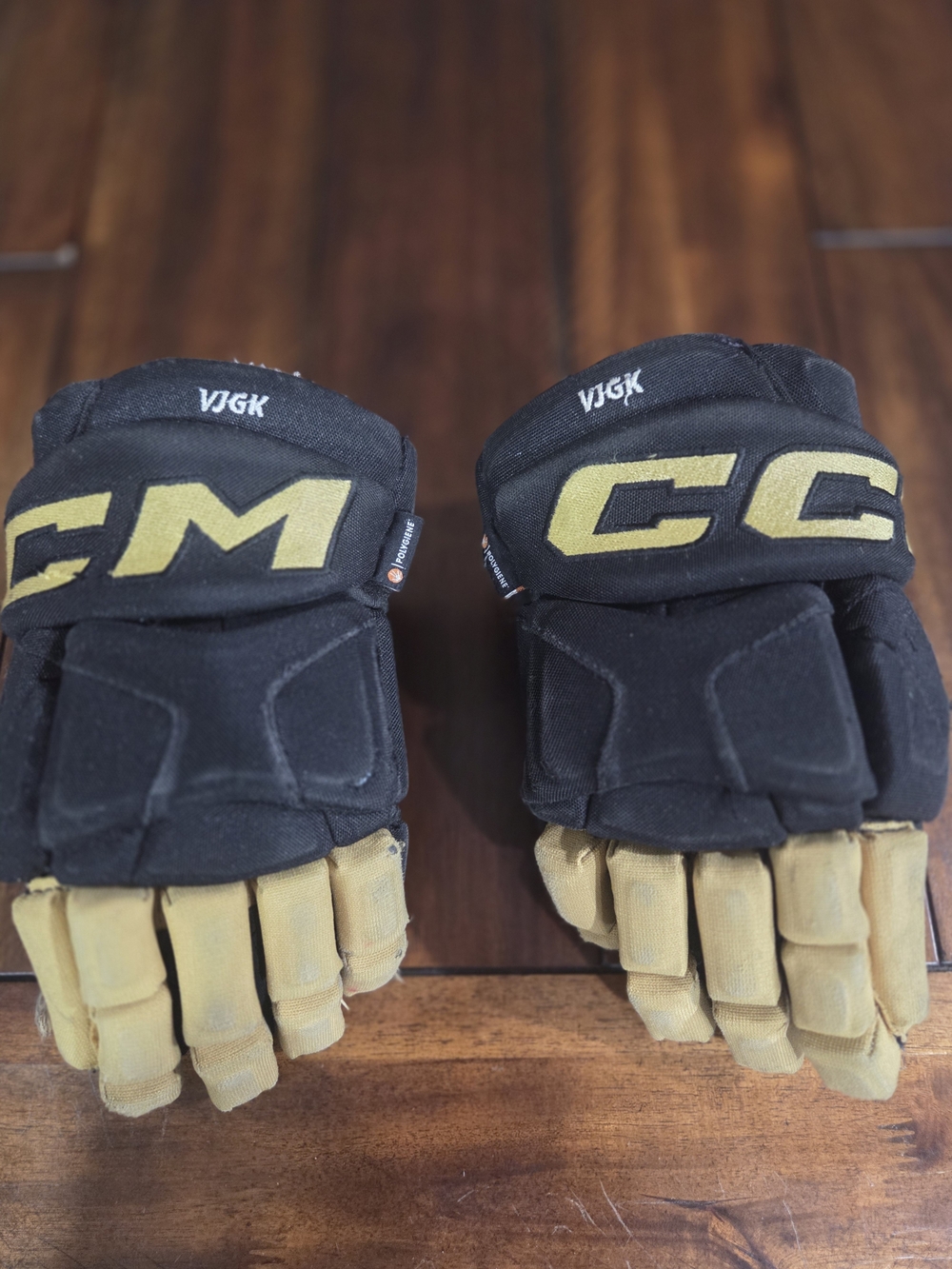 JR VGK 11" CCM Black and Gold Hockey Gloves